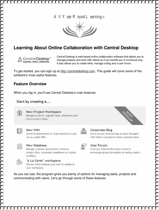 Product picture Using Online Central Desktop online collaboration 