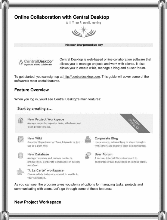 Product picture Online Collaboration with Central Desktop